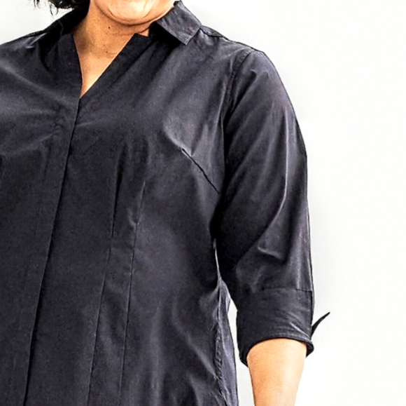 NWT Sz 1X Tailored Button Down Shirt w Pintucks ¾ Length Cuff Sleeves - Picture 7 of 7